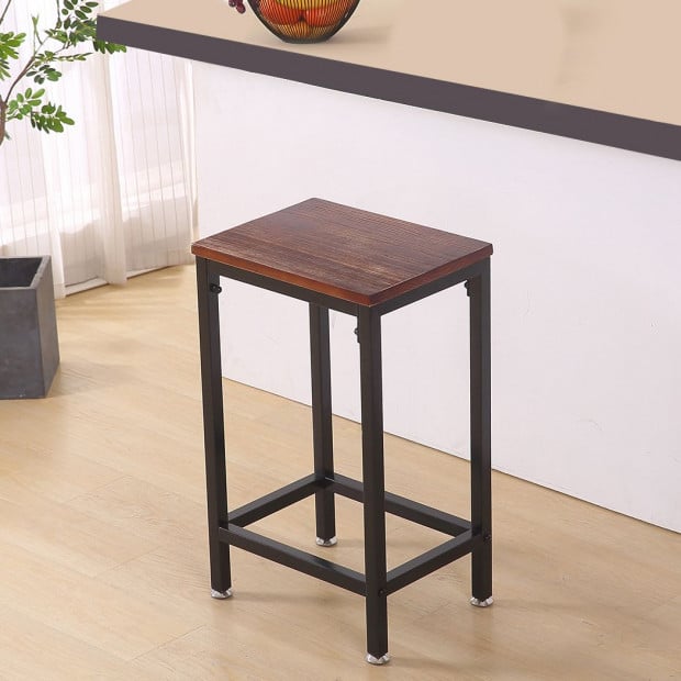 2x Bar Stools Stool Kitchen Wooden Black Chair Dining Metal Barstools Image 7