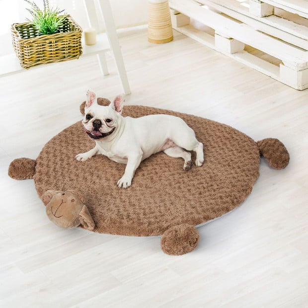 62cm Pet Bed Cat Calming Dog Squeaky Toys Cushion Puppy Mat Tan Image 7
