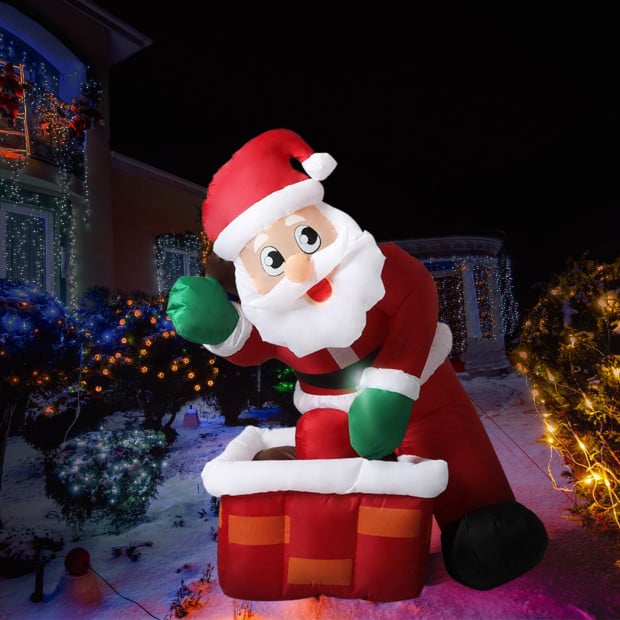 Inflatable Christmas Decor Santa Chimney 1.2M LED Lights Xmas Party Image 7