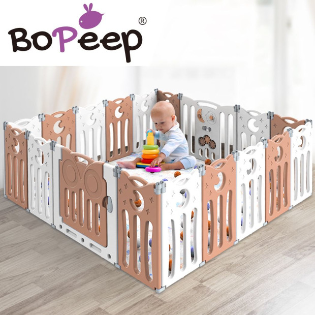 BoPeep Kids Baby Playpen Foldable Child Safety Gate Toddler Fence 18 Panels Pink Image 7