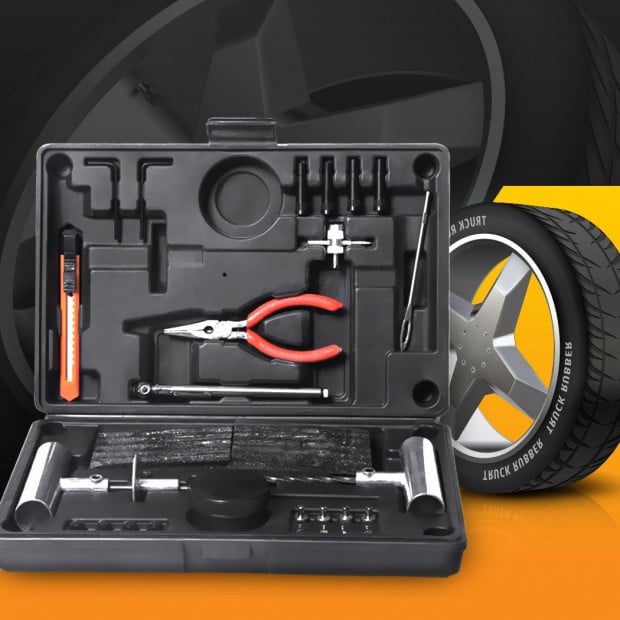 67PCS Tyre Repair Kit Puncture Recovery Emergency Tool Plugs Tubeless Image 7