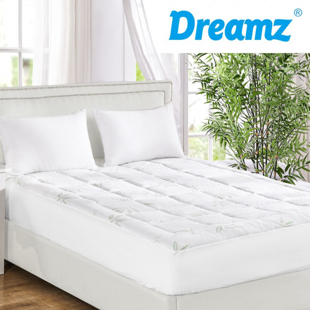 Bamboo Pillowtop Mattress Topper Protector Cool Cover Single Image 7