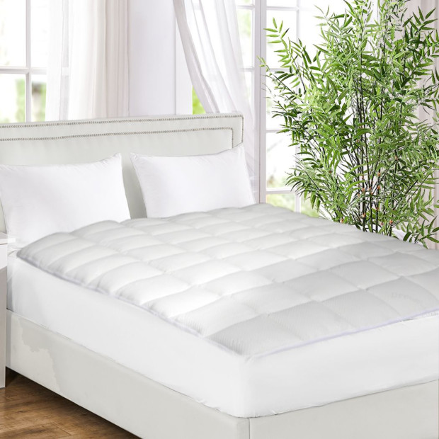 Mattress Protector Luxury Topper Bamboo Quilted Underlay Pad Single Image 7