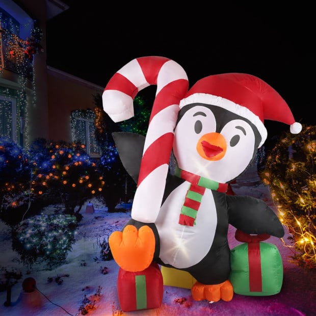 Inflatable Christmas Decor Happy Penguin 1.8M LED Lights Xmas Party Image 7