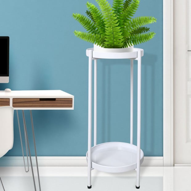 2 Tiers Plant Stand Outdoor Indoor Metal Flower Pot Rack Garden Shelf Image 8