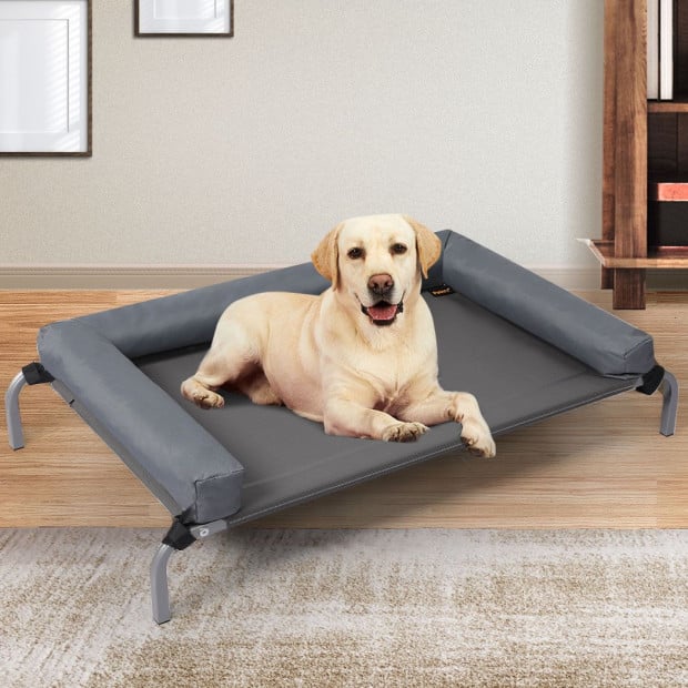 Elevated Pet Bed Dog Puppy Trampoline Hammock Raised Heavy Duty Grey L Image 7