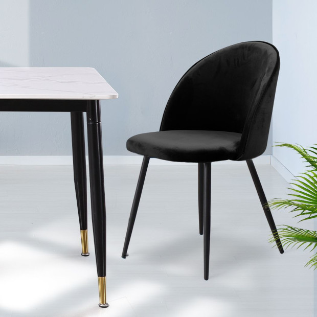2x Dining Chairs Kitchen Lounge Chair Sofa Upholstered Velvet Black Image 7