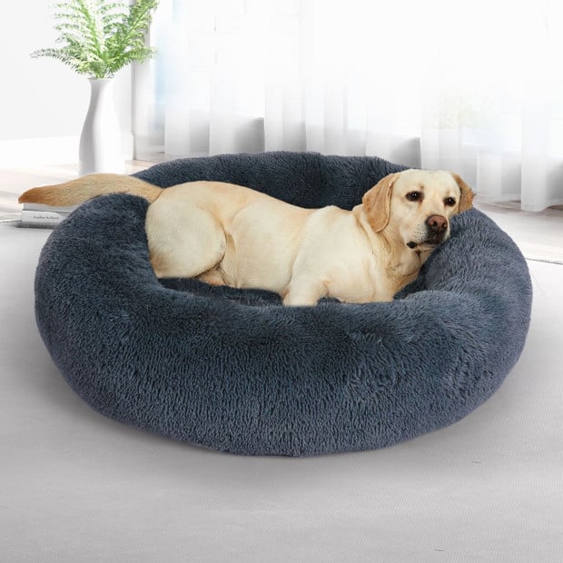 Pet Bed Cat Dog Donut Nest Calming Kennel Sleeping Dark Grey 3XL Image 7