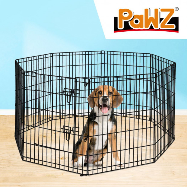 Pet Dog Playpen Puppy 8 Panel Enclosure Fence Black With Door 36in Image 7
