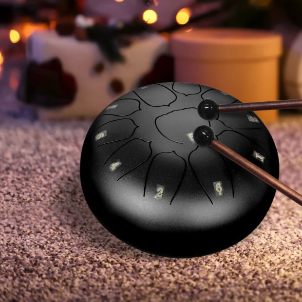 Steel Tongue Drum 10 Inch 11 Notes Bag Mallet Child Gifts Black Image 7