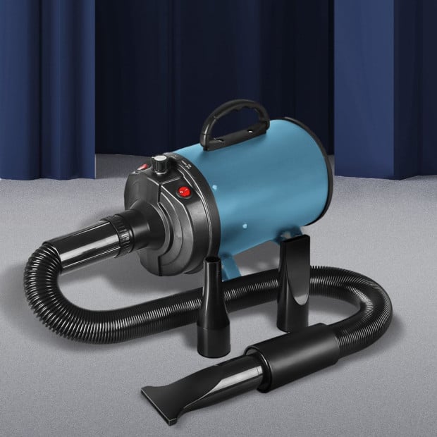 Dog Cat Pet Hair Dryer Grooming Blow Speed Blower Heater 2800W Blue Image 7