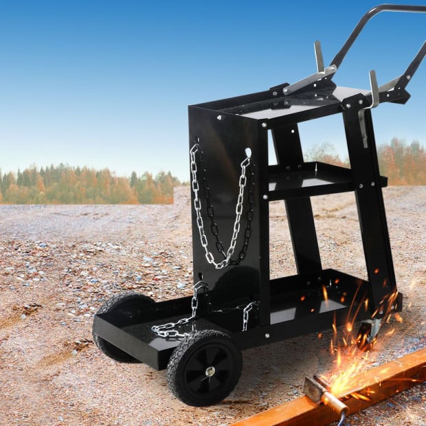 Welding Cart Heavy Duty MIG TIG ARC Welder Trolley Storage Shelves Image 7