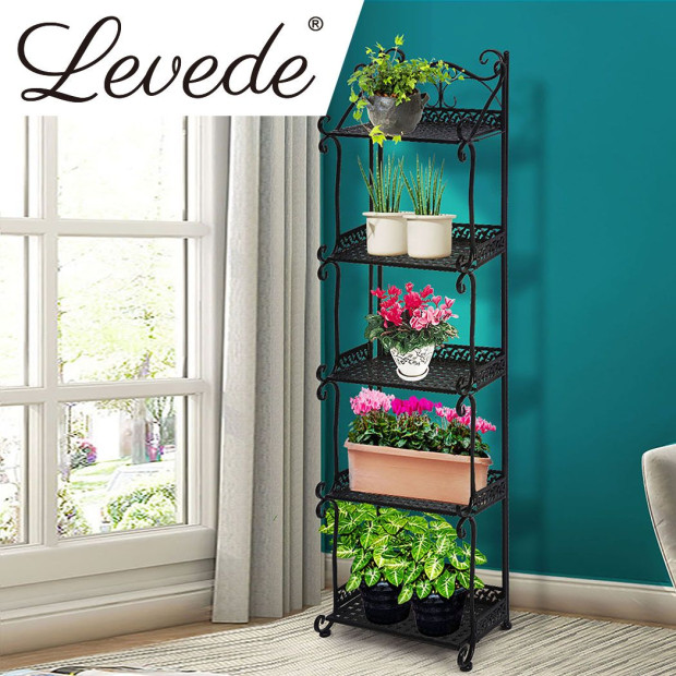 Plant Stand 5 Tiers Outdoor Indoor Metal Flower Pots Rack Garden Shelf Image 7