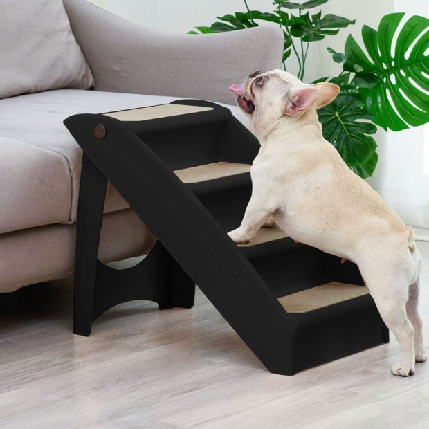 Pet Stairs Dog Ramp Steps Portable Foldable Climbing Ladder - Black Image 7