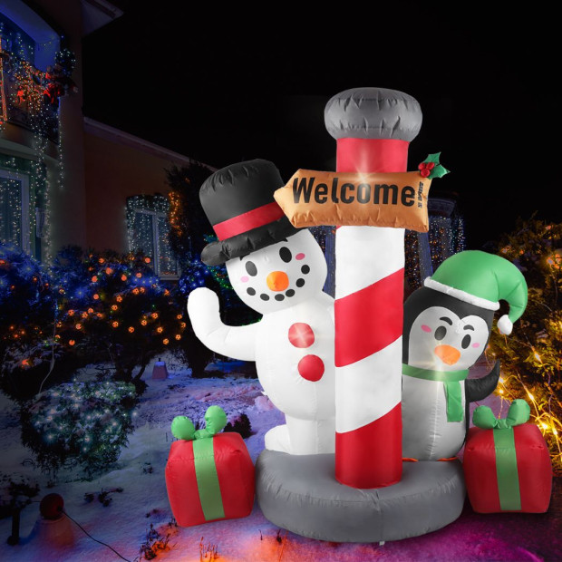 Inflatable Christmas Decor Pole Welcome 1.8M LED Lights Xmas Party Image 7