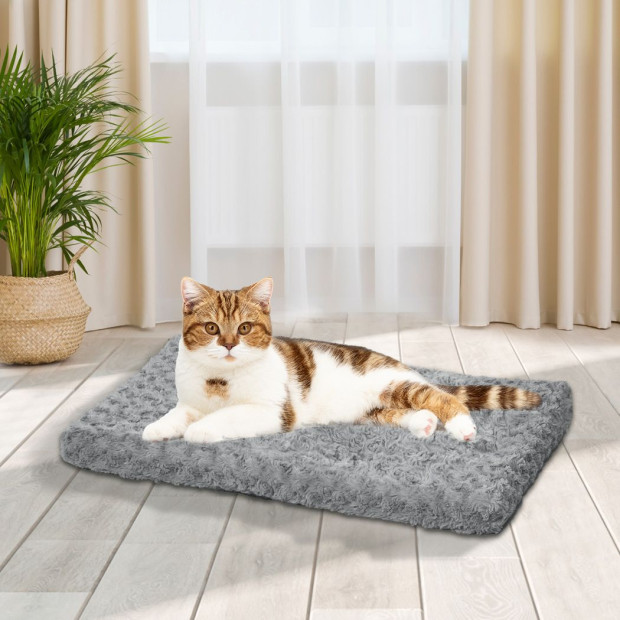Pet Bed Dog Bed Warm Mattress Cushion Pillow Mat Velvet Grey Image 7