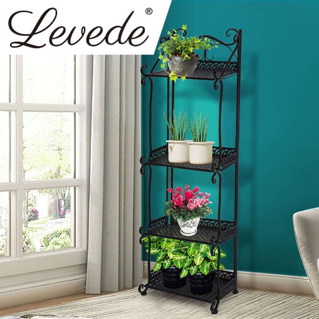Plant Stand 4 Tiers Outdoor Indoor Metal Flower Pots Rack Garden Shelf Image 7