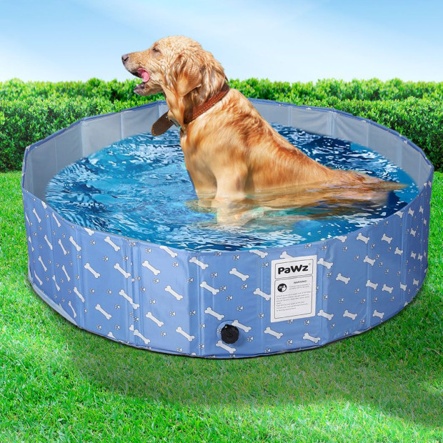 Portable Pet Swimming Pool Kids Dog Cat Outdoor Blue - 120cm Image 8