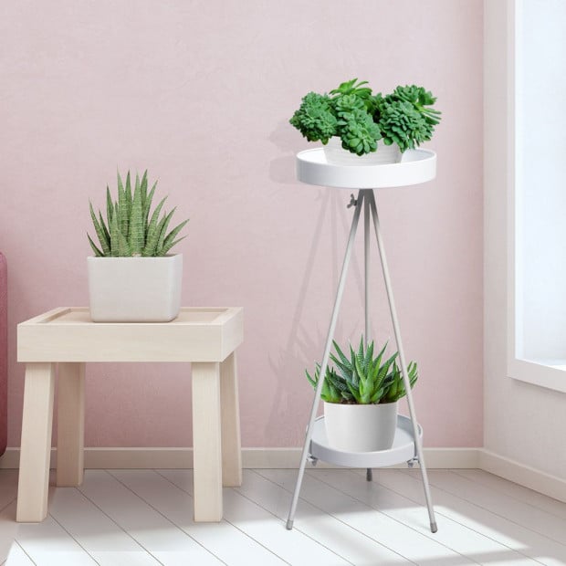 Plant Stand 2 Tiers Outdoor Indoor Metal Flower Pots Rack Garden Black Image 8