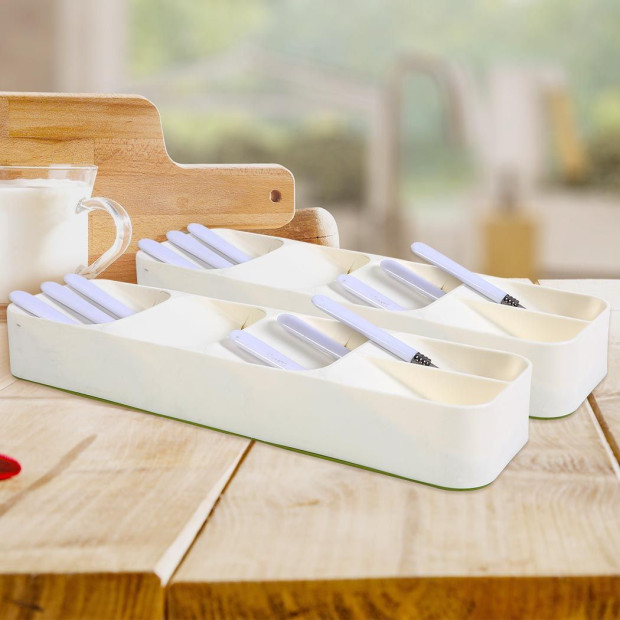 Cutlery Organiser Drying Tray Kitchen Drawer Organizer SpoonBox x2 Image 7
