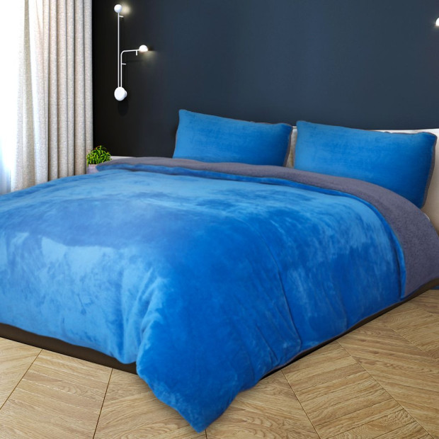 Bedding Two-Sided Quilt Cover with Pillowcase King Size Navy Blue Image 8