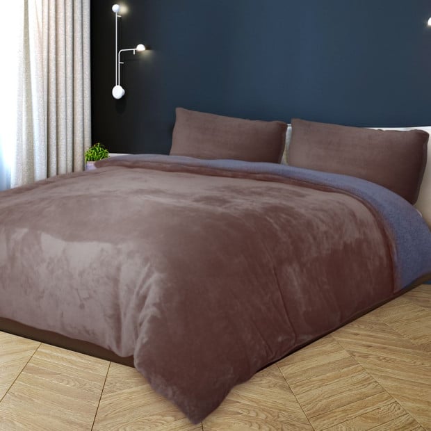 Bedding Two-Sided Quilt Cover with Pillowcase Queen Size Taupe Image 8