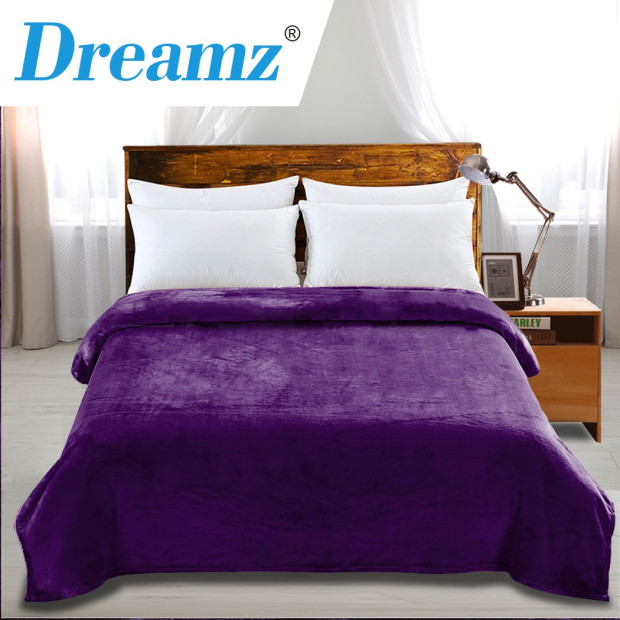320GSM 220x160cm Ultra Soft Mink Blanket Warm Throw- Aubergine Image 8