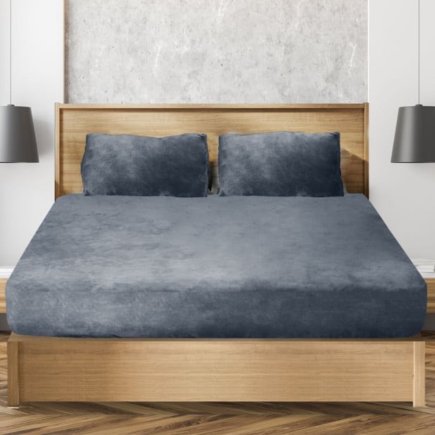 Ultra Soft Fitted Bedsheet with Pillowcase Double Size Dark Grey Image 8