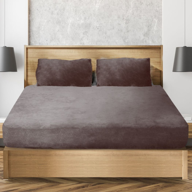Ultra Soft Fitted Bedsheet with Pillowcase Double Size Mink Image 8