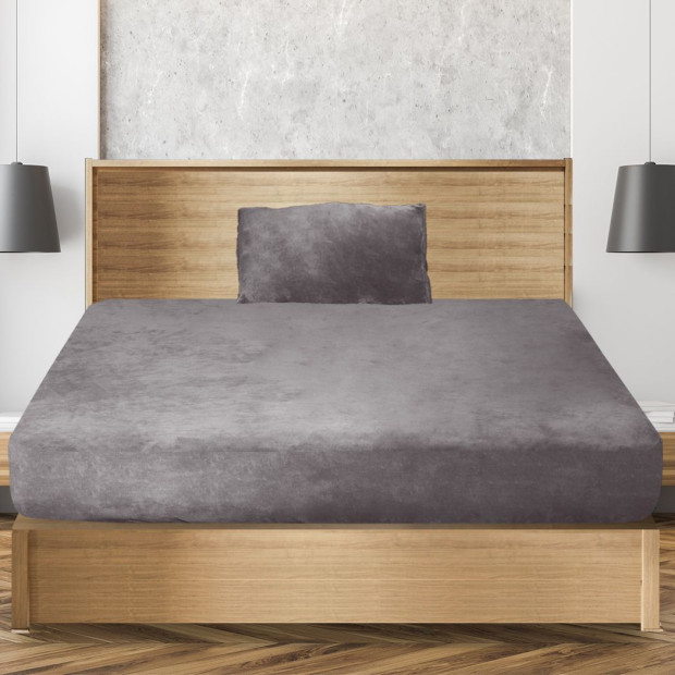 Bedding Set Fitted Bed Sheet with Pillowcases Silver Grey King Single Image 8