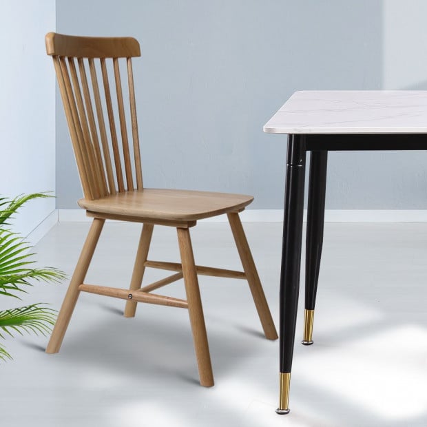 Set of 2 Dining Chairs Side Chair Replica Kitchen Wood Furniture Oak Image 8