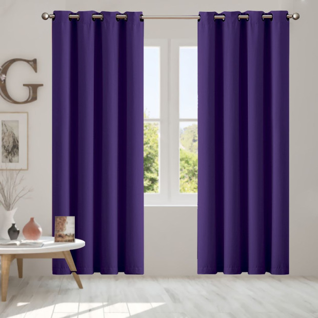 2x Blockout Curtains Panels 3 Layers 140x230cm Purple Image 7