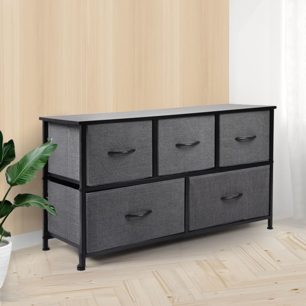 Storage Cabinet Tower Chest of Drawers Dresser Tallboy 5 Dark Grey Image 8