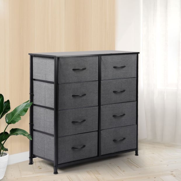 Storage Cabinet Tower Chest of Drawers Tallboy 8 Drawer Dark Grey Image 8