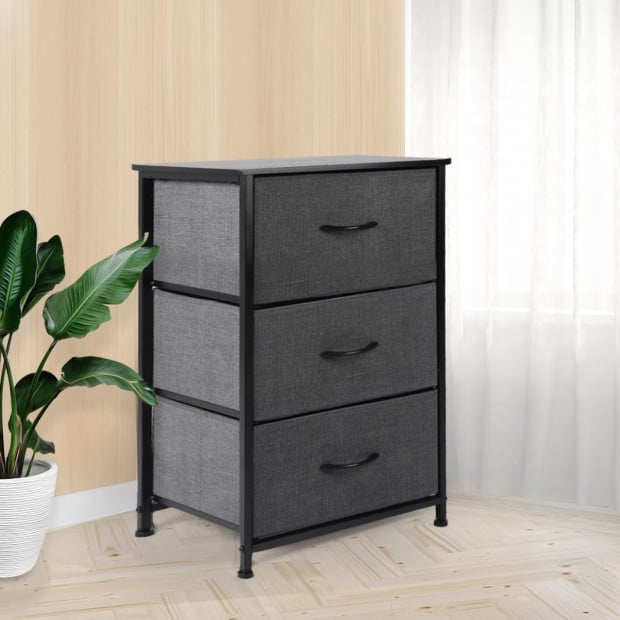 Storage Cabinet Tower Chest of Drawers Tallboy 3 Drawer Dark Grey Image 8