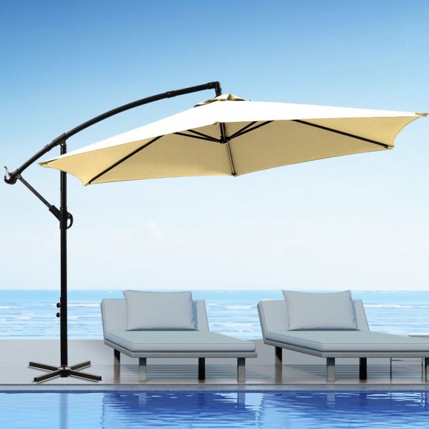 3M Outdoor Umbrella Cantilever Cover Garden Patio Crank Beige Image 7