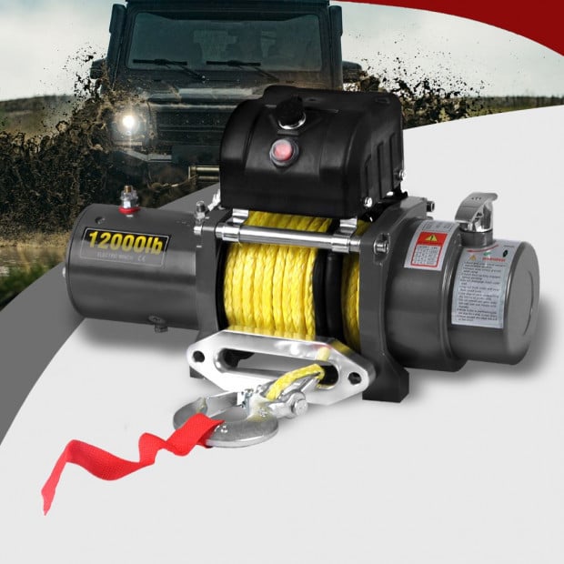 5443kgs Electric Winch Wireless Control 12V with Synthetic Rope Image 8