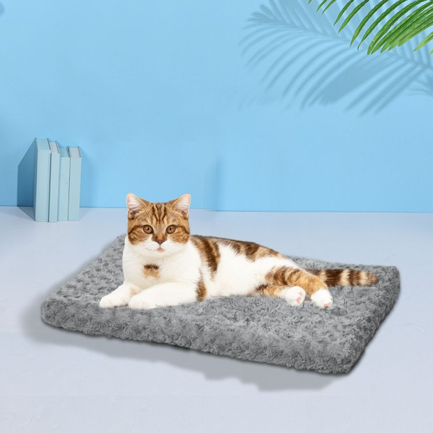 Pet Bed Dog Bed Warm Mattress Cushion Pillow Mat Velvet Grey Image 8