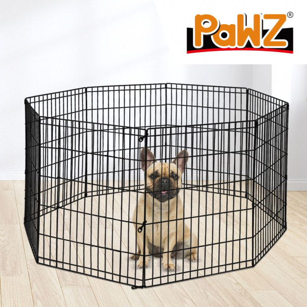 Pet Dog Playpen Exercise 8 Panel Fence Black Extension No Door 36in Image 7