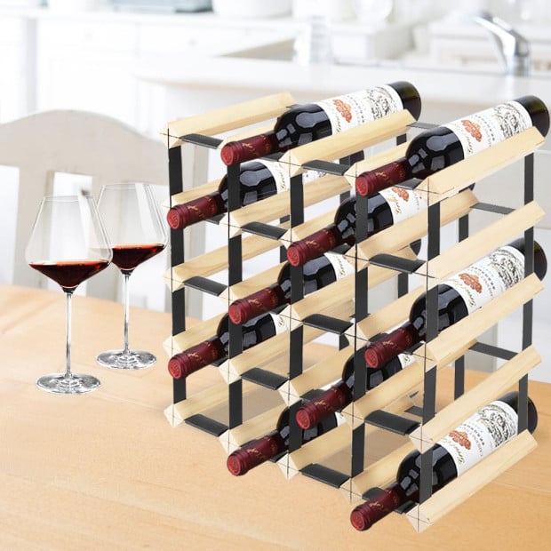Timber Wine Storage Rack Wooden Cellar Organiser 20 Bottle Stand Image 8