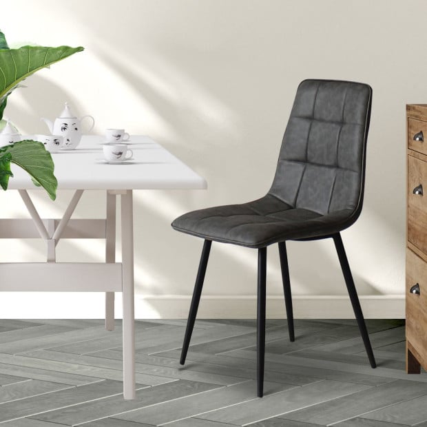 4x Dining Chairs Kitchen Table Lounge Room Padded Seat PU Leather Image 8