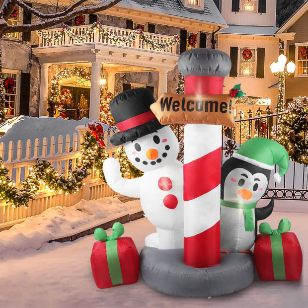 Inflatable Christmas Decor Pole Welcome 1.8M LED Lights Xmas Party Image 8