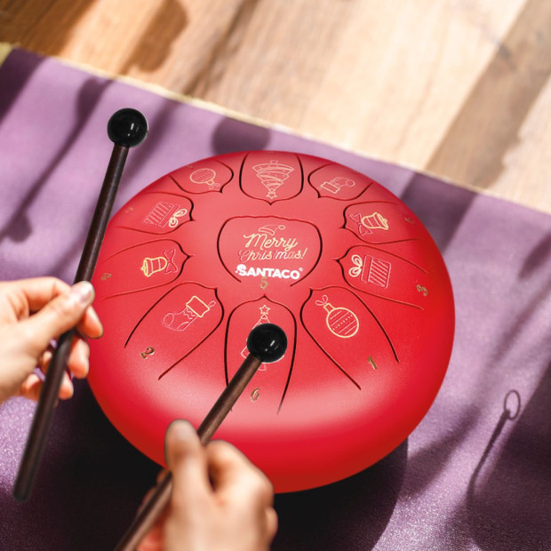 Steel Tongue Drum 10 in11 Notes Handpan And Bag Mallet Gifts Red Image 8