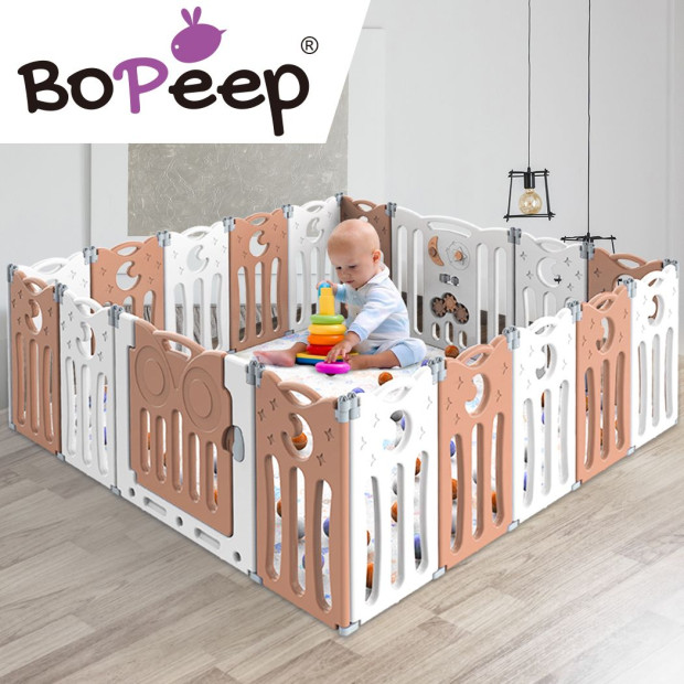 BoPeep Kids Baby Playpen Foldable Child Safety Gate Toddler Fence 18 Panels Pink Image 8