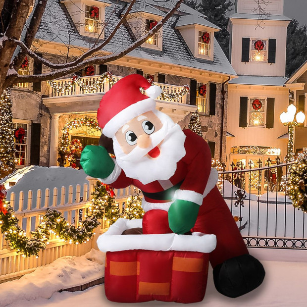Inflatable Christmas Decor Santa Chimney 1.2M LED Lights Xmas Party Image 8