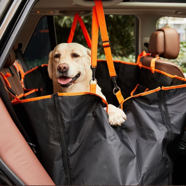Pet Seat Cover Cat Dog Car Hammock Nonslip Waterproof Back - Black Image 8