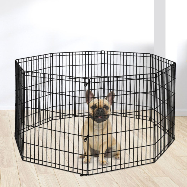 Pet Dog Playpen Puppy 8 Panel Fence Black Extension No Door 24 Image 8