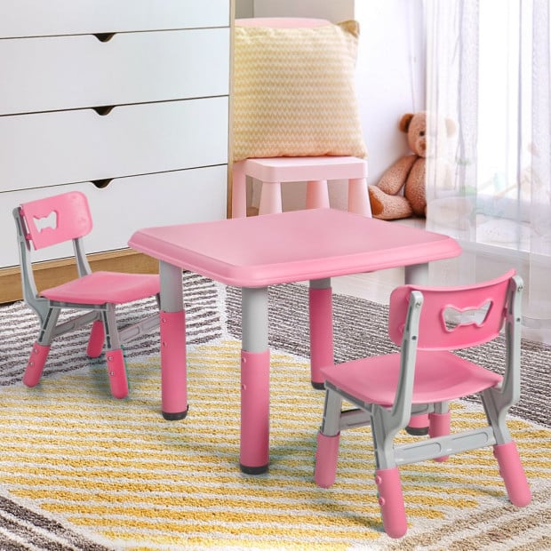Kids Table and Chair Children Furniture Play Study Desk Set Pink Image 8
