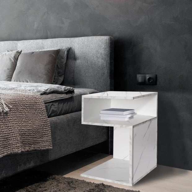 Bedside Drawers Side Table Wood Nightstand Cabinet Bedroom White Image 8