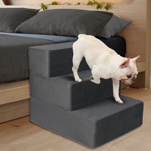 Pet Stair 3 Step Ramp Portable Adjustable Climbing Ladder - Grey Image 8